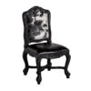 Silla delft de estilo clásico fabricado en madera de mango en color negro combinado con cuero cabra en color blanco y espuma.