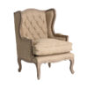 Sillón jouy en color crema de estilo clásico. Fabricado en madera de mango combinado con algodón y lino. Producto desenfundable.