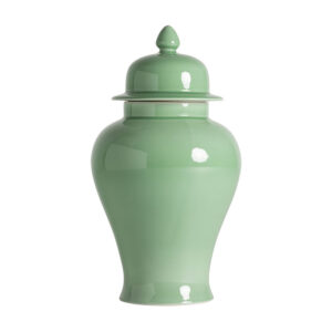 Tibor ivok de estilo provenzal fabricado en cerámica en color verde con acabado claro.