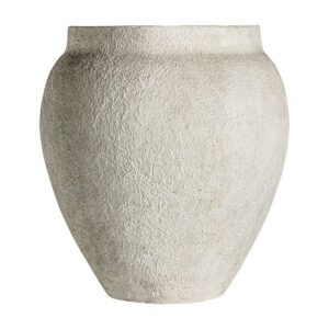 Tinaja egerak de estilo contemporáneo fabricado en terracota en color blanco roto.