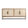 Aparador laugna de estilo art deco fabricado en madera de mango en color marrón claro combinado con hueso y hierro.