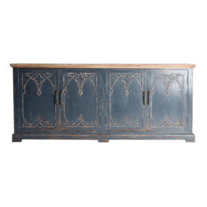 Aparador Suzara de estilo provenzal fabricado en madera de pino en color azul en color natural.
