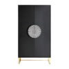 Armario gatsby de estilo art deco fabricado en madera dm en color negro combinado con hueso en color blanco y hierro en color oro. Producto desmontable.