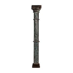 Columna Becky de estilo étnico fabricado en madera de teka en color tonos de azul con acabado envejecido. Producto desmontable.