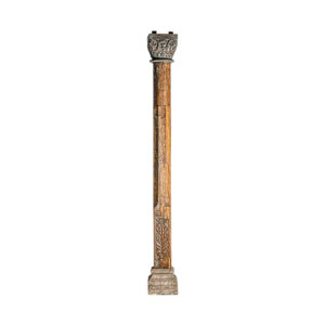 Columna Roden de estilo étnico fabricado en madera de teka en color marrón con acabado envejecido. Producto desmontable.