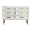 Cómoda kempten de estilo art deco fabricado en madera de mango en color crema combinado con madera dm en color oro con acabado viejo y hierro. Producto desmontable.