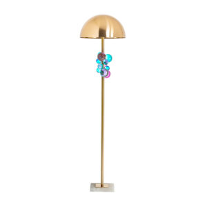 Lámpara de pie Inch de estilo art deco fabricado en hierro en color multicolor combinado con mármol y cristal. Producto desmontable.