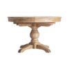 Mesa extensible sonvigo en color marrón de estilo colonial. Fabricado en madera de olmo reciclado. Producto desmontable extensible.