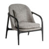 Sillón thalfang de estilo art deco fabricado en poliéster en color gris combinado con madera de arce en color negro. Producto desmontable desenfundable.
