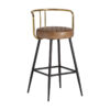Taburete Elkins de estilo vintage fabricado en hierro en color marrón combinado con piel. Producto desmontable.