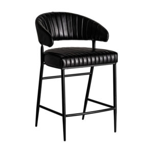 Taburete ratvik de estilo vintage fabricado en piel en color negro combinado con hierro.