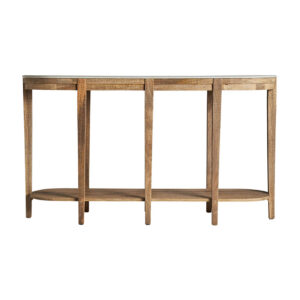 Consola mersch de estilo colonial fabricado en madera de mango en color marrón combinado con mármol.