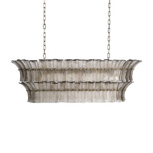 Lámpara de colgar Vercana de estilo vintage fabricado en cristal en color gris combinado con hierro en color bronce. Producto desmontable.
