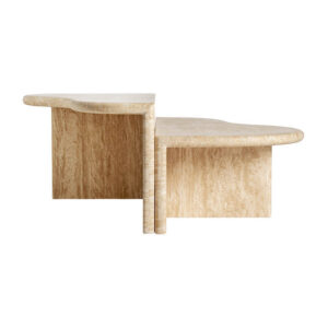 Mesa de centro j 2 Thiennes de estilo art deco fabricado en travertino en color marrón claro.