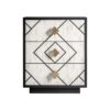 Mesita de noche Charmes de estilo art deco fabricado en madera dm en color negro combinado con hueso en color blanco en color oro.