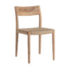 Silla caen de estilo colonial fabricado en madera de teka en color marrón combinado con fibra natural en color marrón claro.