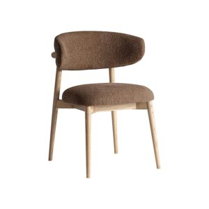 Silla Erlec de estilo clásico fabricado en poliéster en color topo combinado con madera de arce en color marrón.