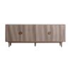 Aparador Zerf de estilo contemporáneo fabricado en madera de mango en color marrón combinado con mármol en color blanco y madera dm en color marrón.