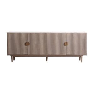 Aparador Zerf de estilo contemporáneo fabricado en madera de mango en color marrón combinado con mármol en color blanco y madera dm en color marrón.