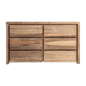 Cómoda lux de estilo colonial fabricado en madera de teka reciclada en color marrón.