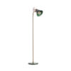 Lámpara de pie de estilo art deco fabricado en hierro en color verde combinado con latón en color oro.