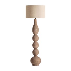 Lámpara de pie Touches de estilo nórdico fabricado en madera de mango en color marrón combinado con yute en color crema. Producto desmontable.