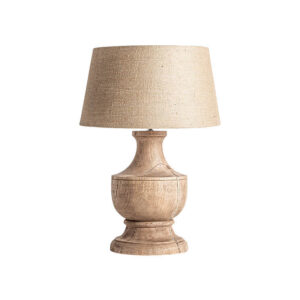 Lámpara de sobremesa. Fabricado en madera de mango combinado con yute.