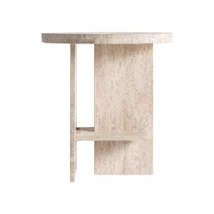 Mesa auxiliar Thiennes de estilo art deco fabricado en travertino en color beige.