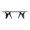 Mesa comedor bilzen de estilo contemporáneo fabricado en chapa de roble en color negro combinado con madera dm y fibra de vidrio.