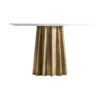 Mesa comedor lezey de estilo art deco fabricado en acero en color blanco combinado con mármol en color oro. Producto desmontable.