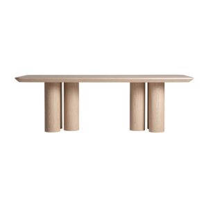 Mesa comedor Prayssac de estilo art deco fabricado en chapa de roble en color beige combinado con madera contrachapada y madera dm.