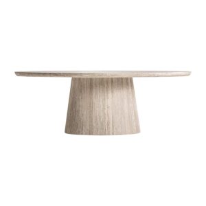 Mesa comedor Thiennes de estilo art deco fabricado en travertino en color marrón claro. Producto desmontable.