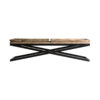 Mesa de centro Newak de estilo industrial fabricado en hierro en color negro con acabado envejecido combinado con madera de mango en color natural. Producto desmontable.