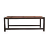 Mesa de centro Sudbury de estilo industrial fabricado en madera de olmo reciclado en color negro con acabado envejecido combinado con hierro en color natural.