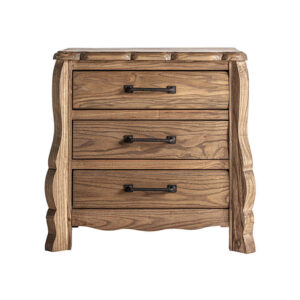 Mesita de noche brixton de estilo colonial fabricado en madera de olmo en color marrón.