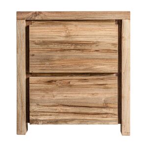 Mesita de noche lux de estilo colonial fabricado en madera de teka reciclada en color marrón.