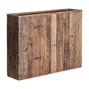 Módulo barra de bar macetero lahti de estilo étnico fabricado en madera recuperada en color marrón con acabado envejecido. Compatible con: 33370 33371 33369.