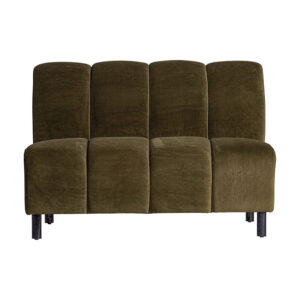 Módulo sofá central Shul de estilo art deco fabricado en terciopelo en color verde combinado con espuma. Producto desmontable. Compatible con: 31384.