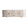 Mueble tv Glees de estilo art deco fabricado en madera de mango en color crema combinado con hierro en color oro.
