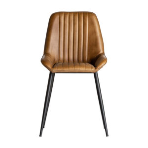 Silla Morton de estilo vintage fabricado en cuero en color negro combinado con hierro en color marrón y espuma. Producto desmontable.