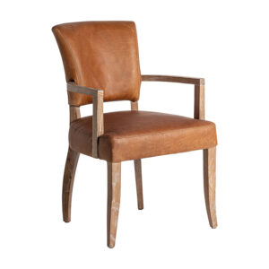 Silla Tolla de estilo vintage fabricado en piel en color marrón combinado con madera abedul.