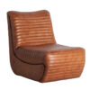 Sillón Almstock de estilo vintage fabricado en cuero en color marrón combinado con hierro.