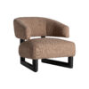 Sillón irvin de estilo contemporáneo fabricado en madera de pino en color negro combinado con poliéster en color marrón y madera de fresno.