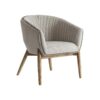 Sillón Neive de estilo vintage fabricado en madera de abeto en color blanco combinado con poliéster en color natural y espuma.