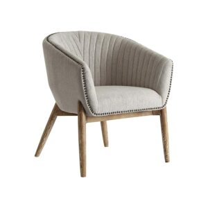 Sillón Neive de estilo vintage fabricado en madera de abeto en color blanco combinado con poliéster en color natural y espuma.