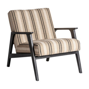 Sillón nuk de estilo provenzal fabricado en madera de mango en color beige combinado con poliéster y espuma.
