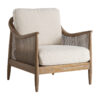 Sillón Ratheim de estilo clásico fabricado en poliéster en color beige combinado con madera de fresno en color marrón y espuma.