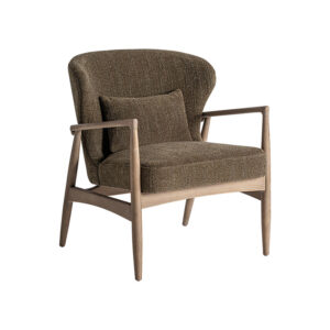 Sillón tarres en color verde de estilo contemporáneo. Fabricado en madera de fresno combinado con poliéster y espuma.