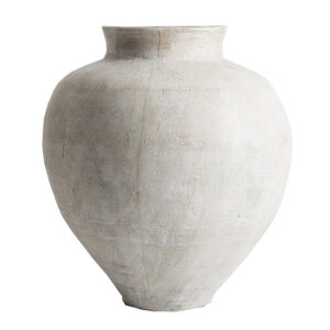 Tinaja Artemisa de estilo contemporáneo fabricado en terracota en color blanco roto.