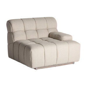 Módulo sofá esquinero Winzer de estilo contemporáneo fabricado en madera de pino en color marrón claro combinado con poliéster en color blanco roto. Compatible con: 33220 33223 33224.